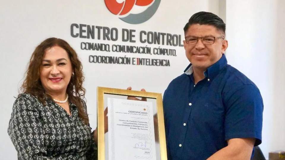 Gobierno de Sonora obtiene certificación por promover espacios libres de violencia en el C5I